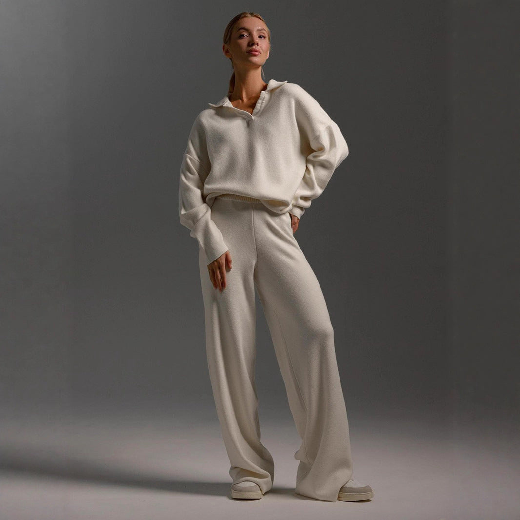Damer Elegant Poloshirt och Vida Byxor Set Mirla-Eva Jonsson
