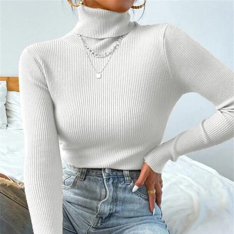Damer Elegant Rullkragepullover med fin Ribstruktur Mirla-Eva Jonsson