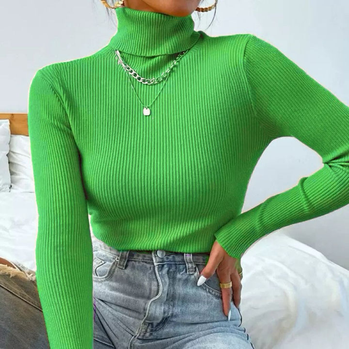 Damer Elegant Rullkragepullover med fin Ribstruktur Mirla-Eva Jonsson