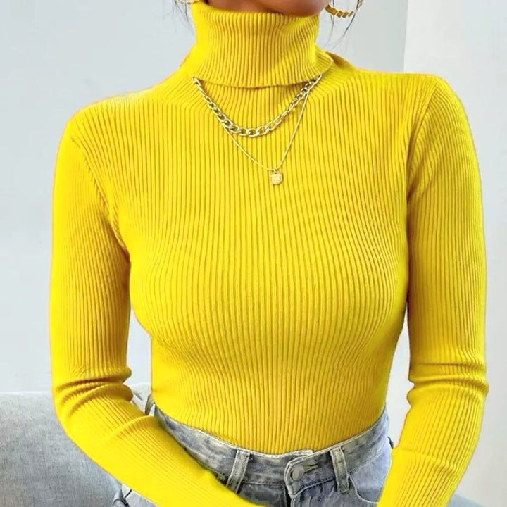 Damer Elegant Rullkragepullover med fin Ribstruktur Mirla-Eva Jonsson