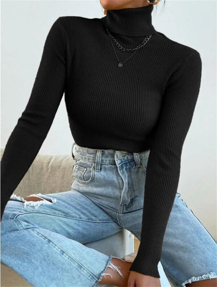 Damer Elegant Rullkragepullover med fin Ribstruktur Mirla-Eva Jonsson