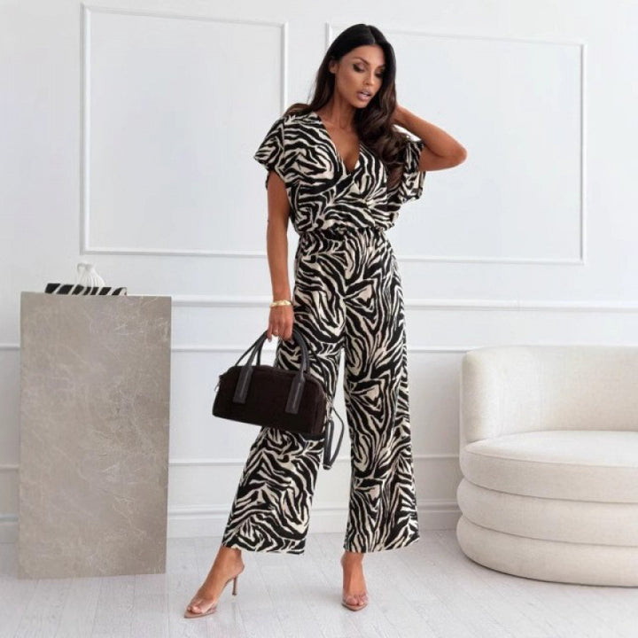 Damer Elegant Safari Tryck Jumpsuit Eva Jonsson-Eva Jonsson