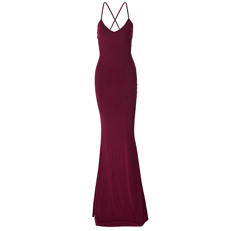 Damer Elegant Satin-Maxiklänning med förförande V-ringning Mirla-Eva Jonsson