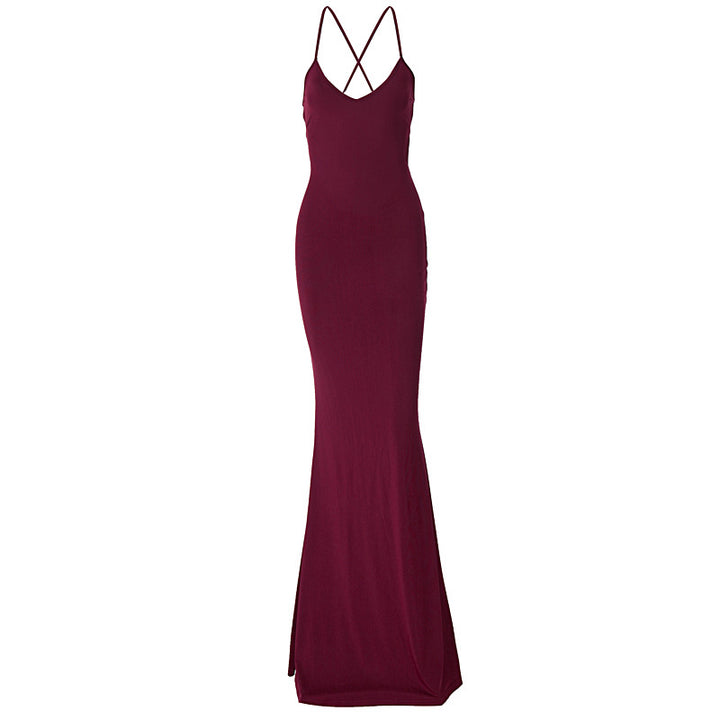 Damer Elegant Satin-Maxiklänning med förförande V-ringning Mirla-Eva Jonsson