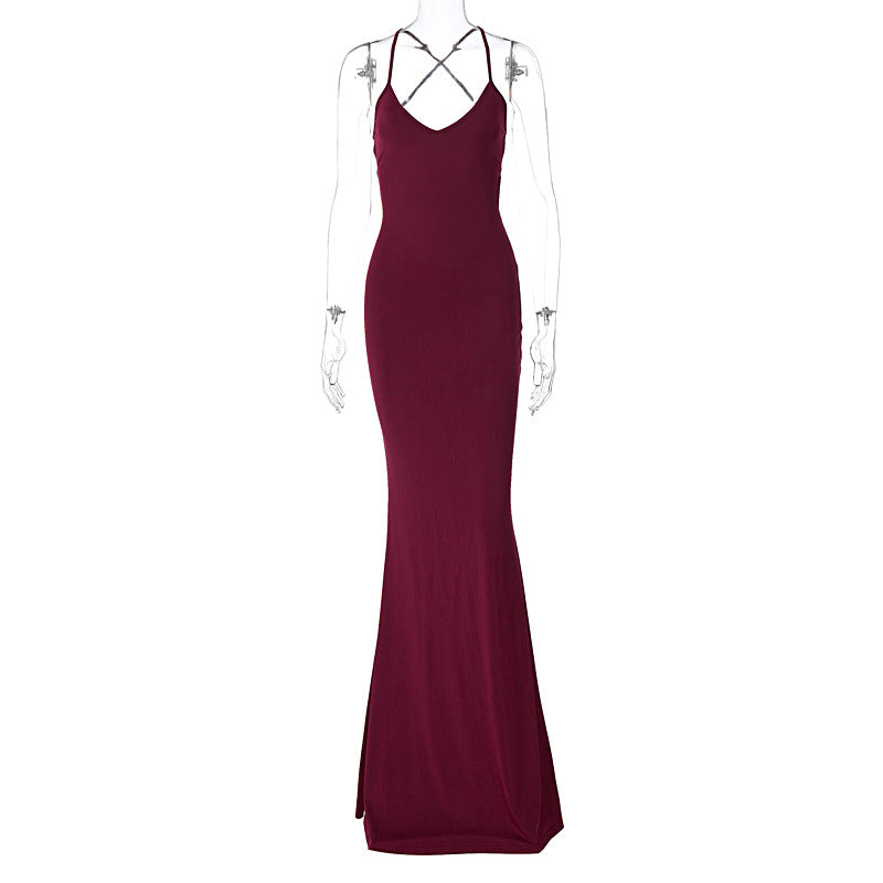 Damer Elegant Satin-Maxiklänning med förförande V-ringning Mirla-Eva Jonsson