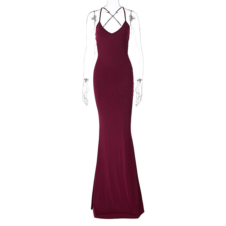 Damer Elegant Satin-Maxiklänning med förförande V-ringning Mirla-Eva Jonsson