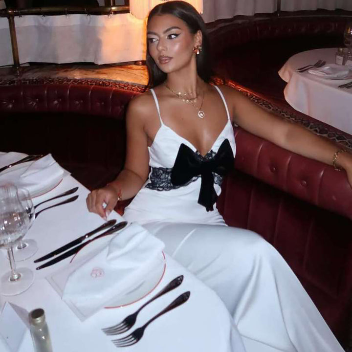 Damer Elegant Satin-Nattklänning med Slipsdetalj Mirla-Eva Jonsson