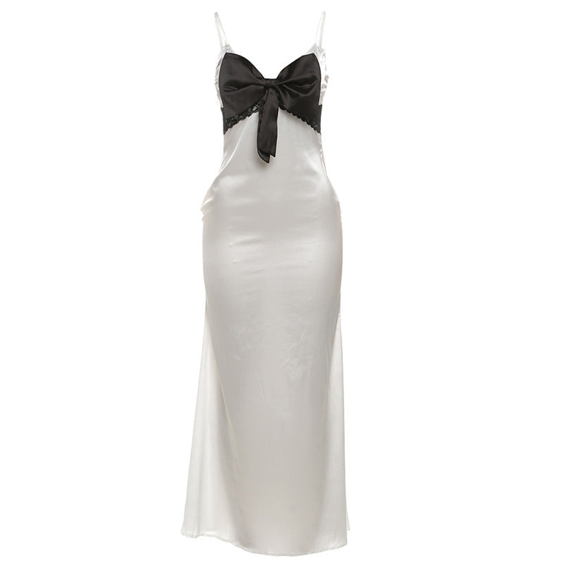 Damer Elegant Satin-Nattklänning med Slipsdetalj Mirla-Eva Jonsson