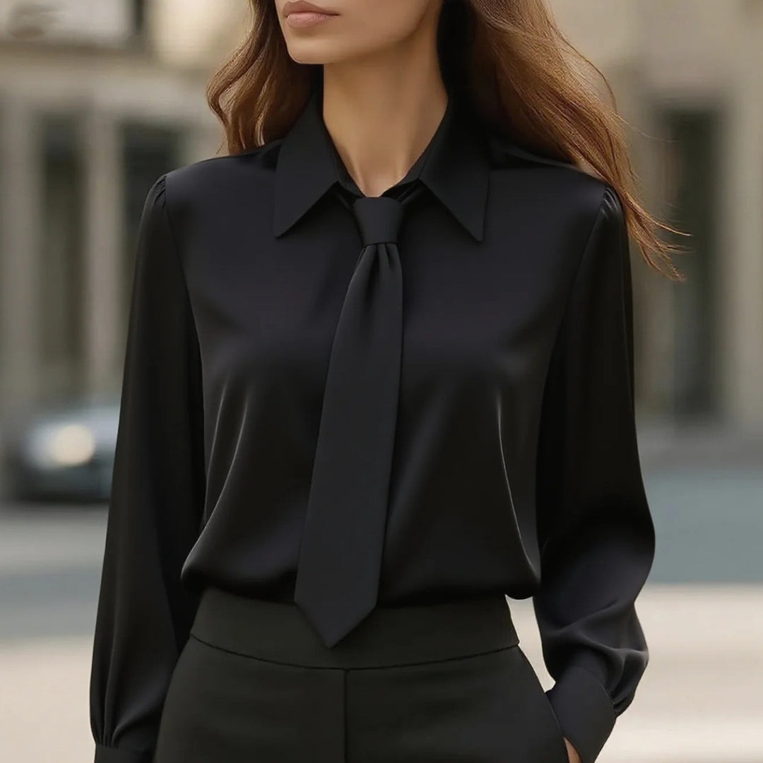 Damer Elegant Satinblus med Slips Mirla-Eva Jonsson