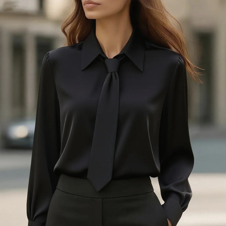 Damer Elegant Satinblus med Slips Mirla-Eva Jonsson