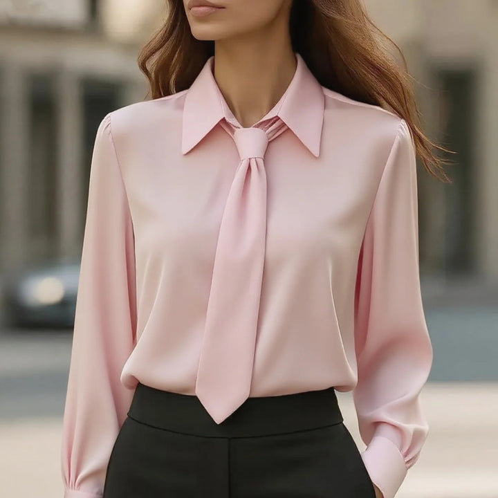 Damer Elegant Satinblus med Slips Mirla-Eva Jonsson