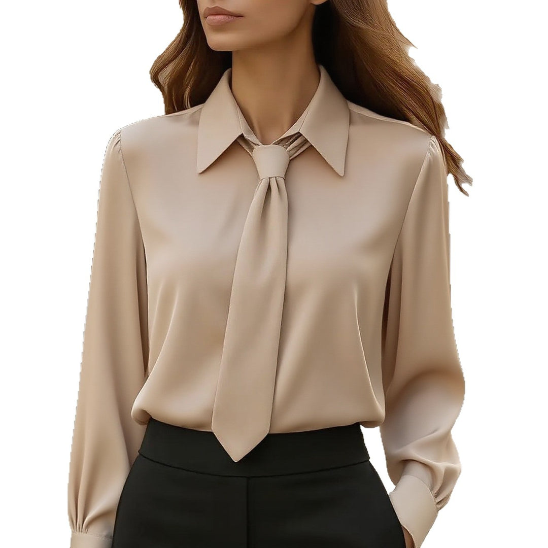 Damer Elegant Satinblus med Slips Mirla-Eva Jonsson