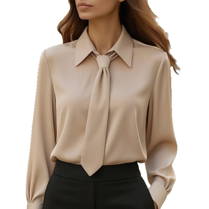 Damer Elegant Satinblus med Slips Mirla-Eva Jonsson