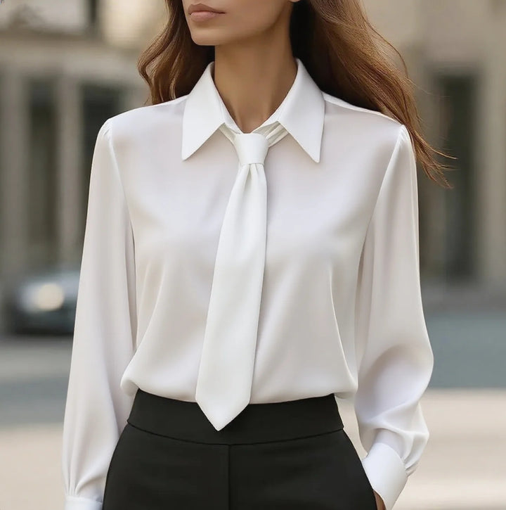 Damer Elegant Satinblus med Slips Mirla-Eva Jonsson