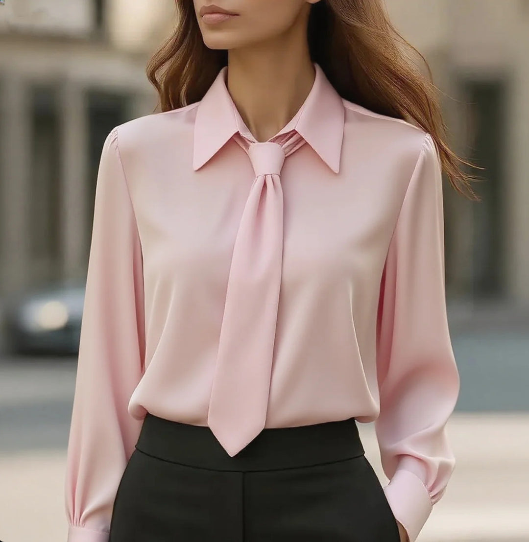 Damer Elegant Satinblus med Slips Mirla-Eva Jonsson