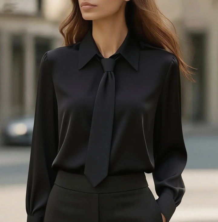 Damer Elegant Satinblus med Slips Mirla-Eva Jonsson