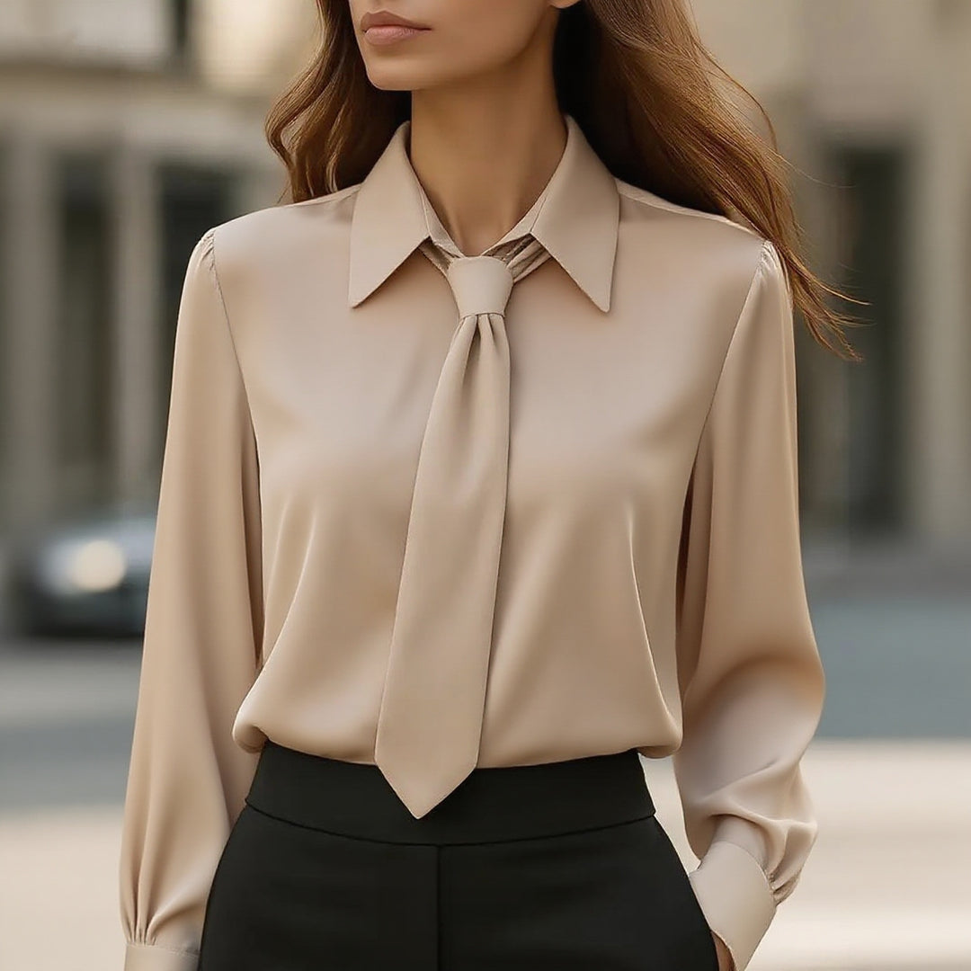 Damer Elegant Satinblus med Slips Mirla-Eva Jonsson