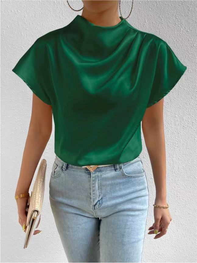 Damer Elegant Satinöverdel med högstående halsringning och mjuka draperingar Mirla-Eva Jonsson