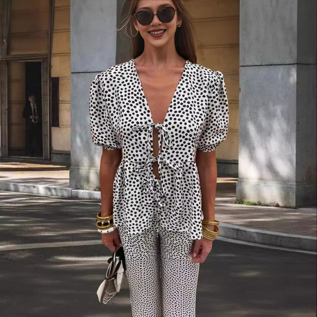 Damer Elegant Set med puffärmar och påsydda fickor Mirla-Eva Jonsson