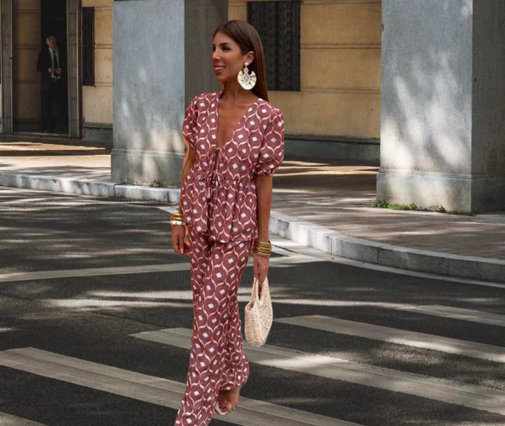 Damer Elegant Set med puffärmar och påsydda fickor Mirla-Eva Jonsson
