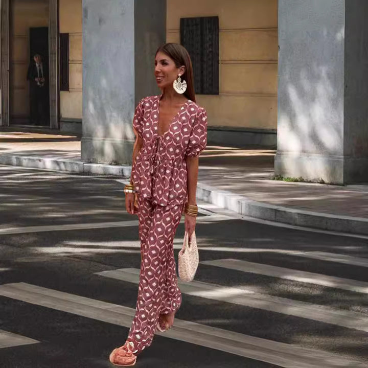 Damer Elegant Set med puffärmar och påsydda fickor Mirla-Eva Jonsson
