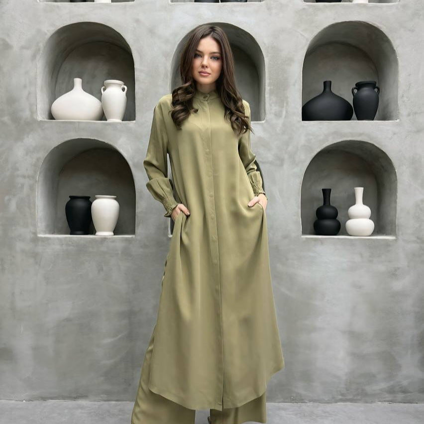 Damer Elegant Skjortklänning med lekfull fåll Mirla-Eva Jonsson