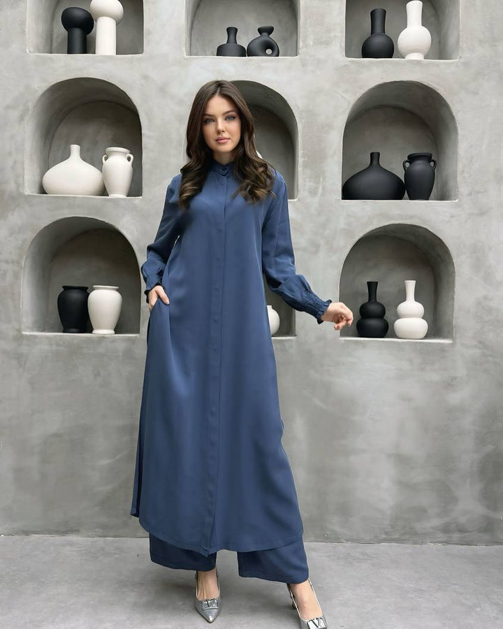Damer Elegant Skjortklänning med lekfull fåll Mirla-Eva Jonsson