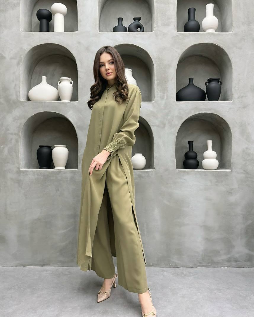 Damer Elegant Skjortklänning med lekfull fåll Mirla-Eva Jonsson