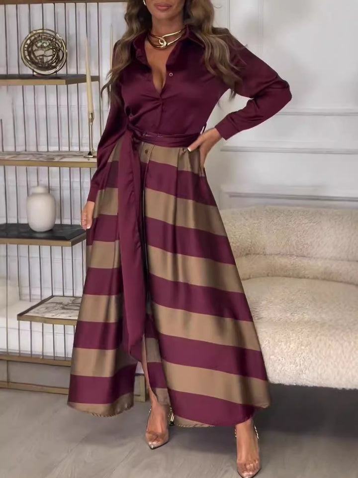 Damer Elegant Skjortklänning med randig design Mirla-Eva Jonsson