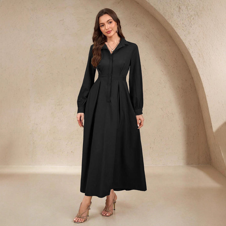 Damer Elegant Skjortklänning med svängande kjol och praktiska fickor Mirla-Eva Jonsson