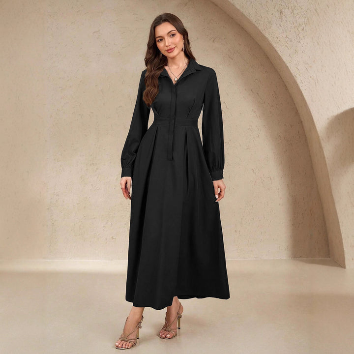 Damer Elegant Skjortklänning med svängande kjol och praktiska fickor Mirla-Eva Jonsson