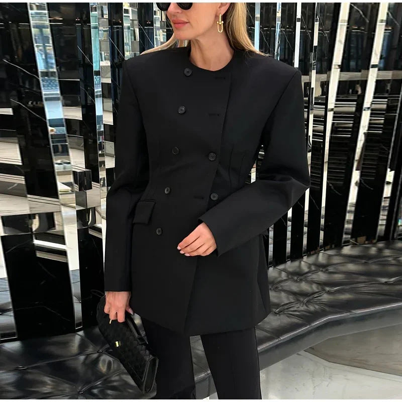 Damer Elegant Skräddarsydd Blazer med snygg dubbelknapplist Mirla-Eva Jonsson