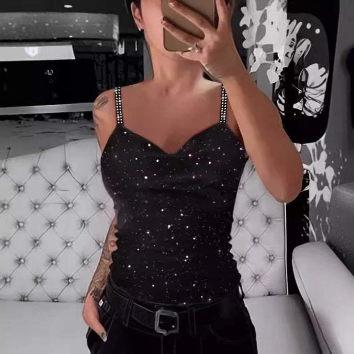 Damer Elegant Spaghetti-band Topp med Glitterdetaljer Mirla-Eva Jonsson