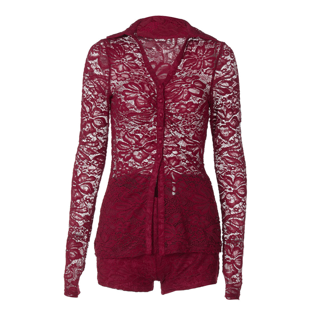 Damer Elegant Spets Blus med Långa Ärmar och Feminine Silhouette Mirla-Eva Jonsson