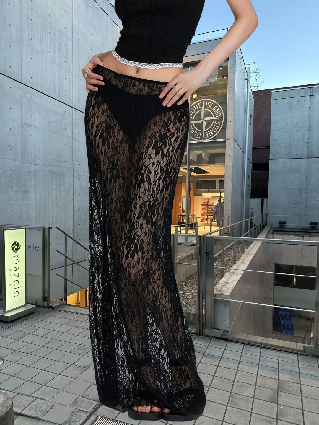Damer Elegant Spets Sommarbyxor med hög slits och fin genomskinlighet Eva Jonsson-Eva Jonsson