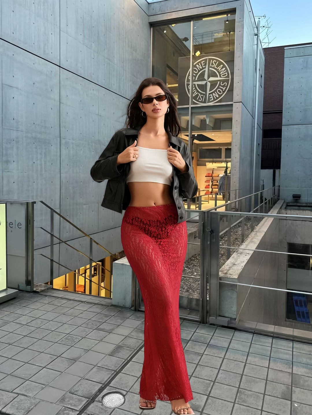 Damer Elegant Spets Sommarbyxor med hög slits och fin genomskinlighet Eva Jonsson-Eva Jonsson