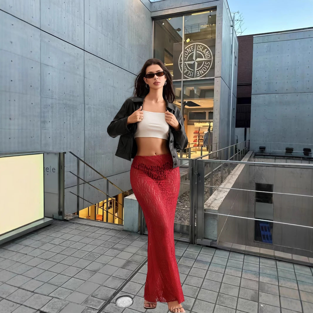 Damer Elegant Spets Sommarbyxor med hög slits och fin genomskinlighet Eva Jonsson-Eva Jonsson