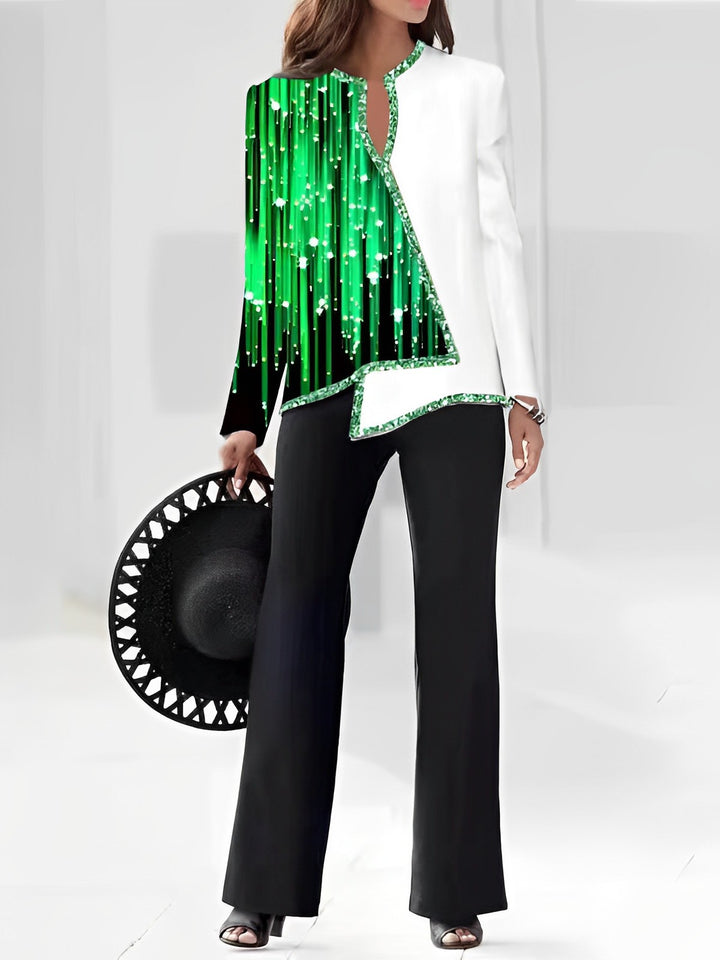 Damer Elegant Statement-jacka med asymmetrisk skärning och glittrande detaljer Mirla-Eva Jonsson