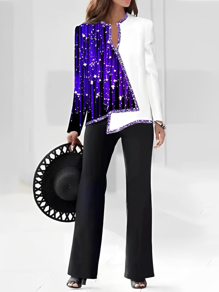 Damer Elegant Statement-jacka med asymmetrisk skärning och glittrande detaljer Mirla-Eva Jonsson