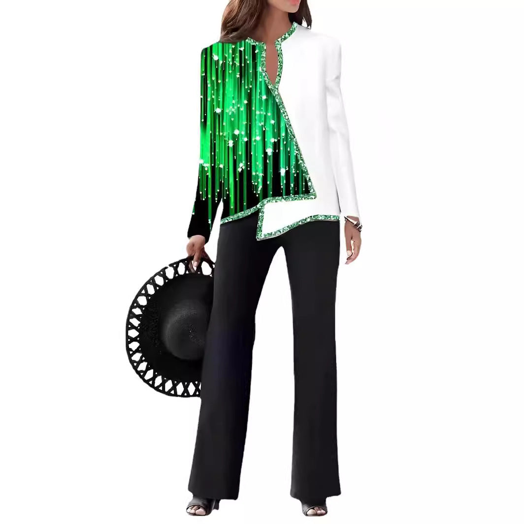 Damer Elegant Statement-jacka med asymmetrisk skärning och glittrande detaljer Mirla-Eva Jonsson