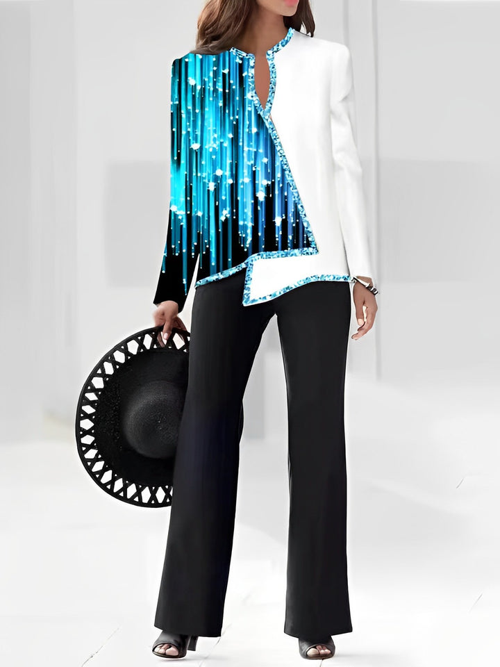 Damer Elegant Statement-jacka med asymmetrisk skärning och glittrande detaljer Mirla-Eva Jonsson