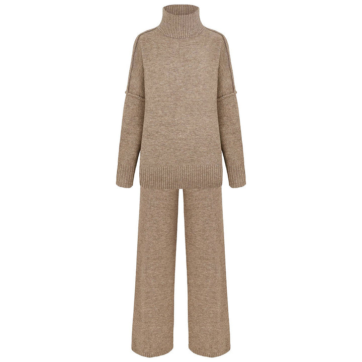 Damer Elegant Stickad Ensemble med Hög Krage och Löst Snitt Mirla-Eva Jonsson