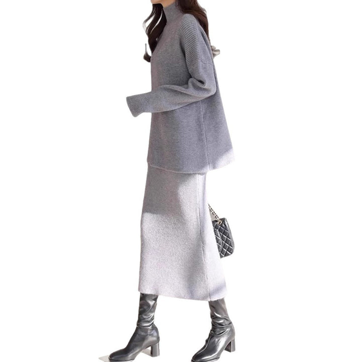 Damer Elegant Stickad Outfit med Midjebälte Eva Jonsson-Eva Jonsson