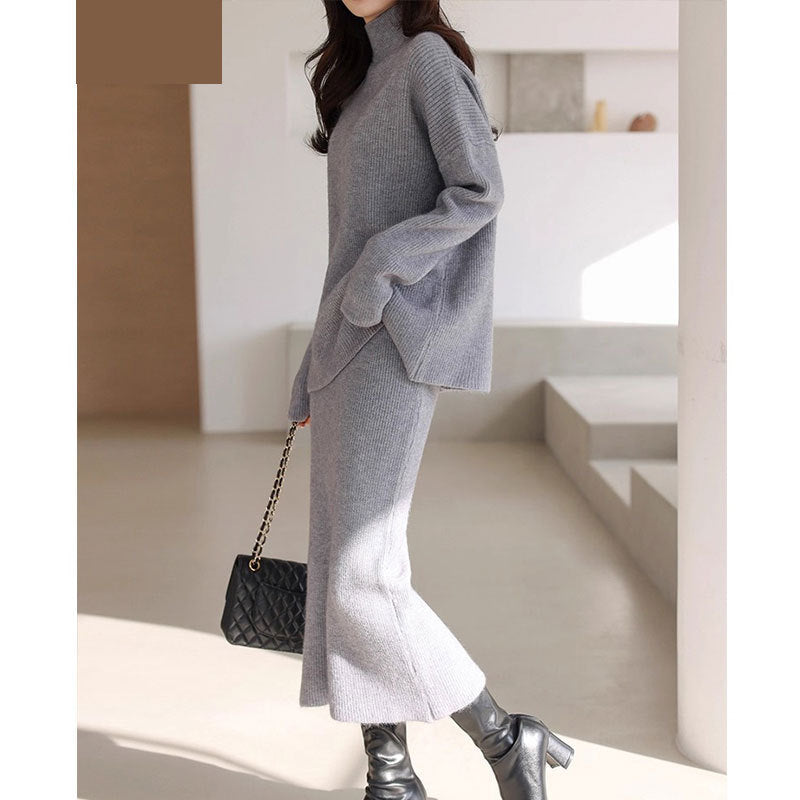Damer Elegant Stickad Outfit med Midjebälte Eva Jonsson-Eva Jonsson