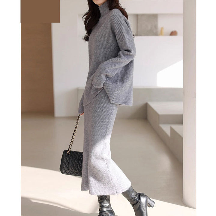 Damer Elegant Stickad Outfit med Midjebälte Eva Jonsson-Eva Jonsson