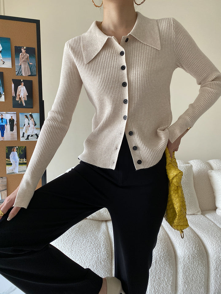 Damer Elegant Stickad Topp med Stort Krage Mirla-Eva Jonsson
