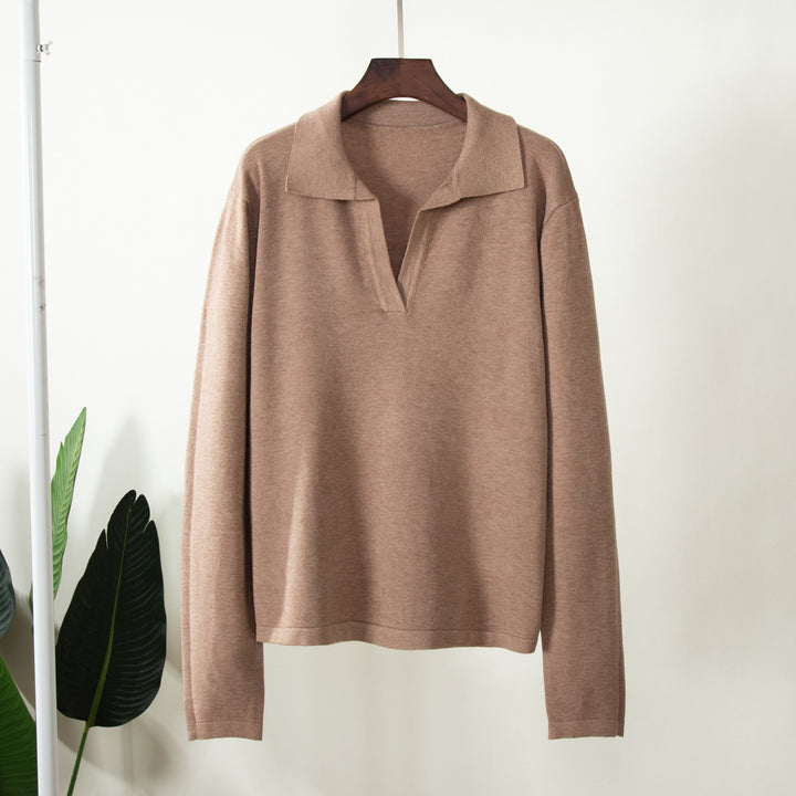 Damer Elegant Stickad Tröja med Polokrage Mirla-Eva Jonsson