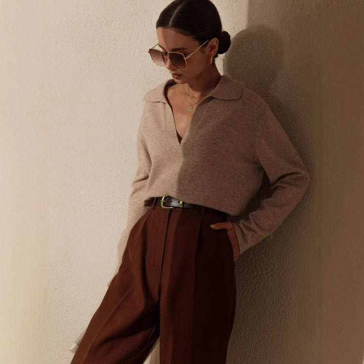 Damer Elegant Stickad Tröja med Polokrage Mirla-Eva Jonsson
