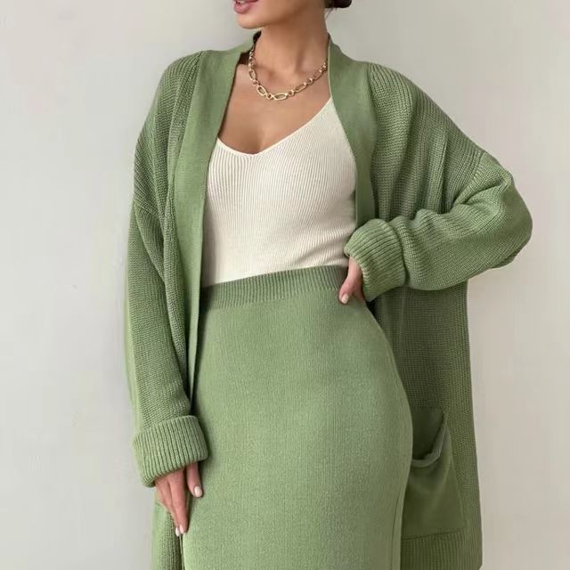 Damer Elegant Stickat Set med Ryggsprickor och Lätt Passform Eva Jonsson-Eva Jonsson