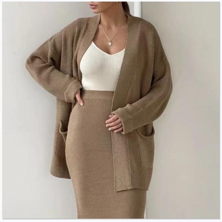 Damer Elegant Stickat Set med Ryggsprickor och Lätt Passform Eva Jonsson-Eva Jonsson